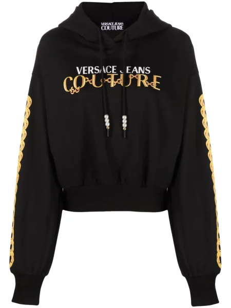 Hanorac cu glugă Versace Jeans Couture cu imagine negru