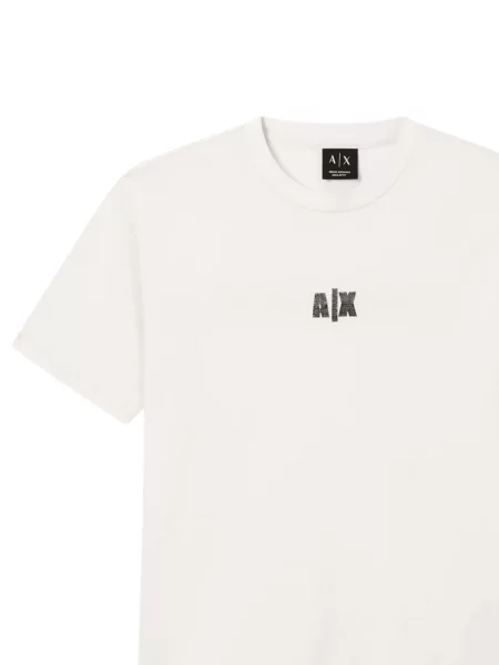 Tricou Armani Exchange cu imagine cu decolteu rotund alb
