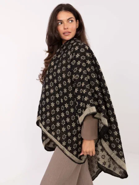 Poncho Factory Price cu model floral negru