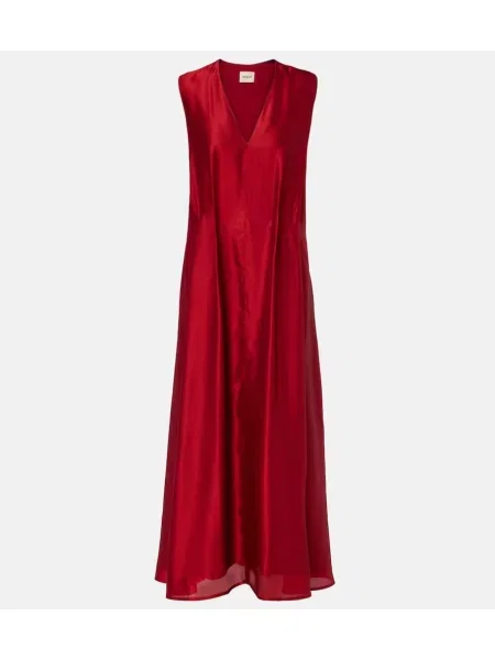Rochie maxi Khaite din satin de costum roșu