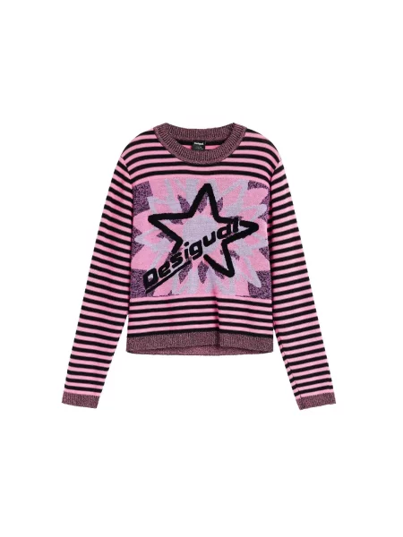 Desigual Pulover lila / roz deschis / roșu-violet negru