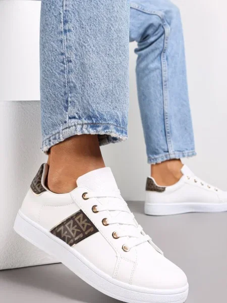 Sneakers Albi-Maro cu Șiret și Inserții Danthe alb