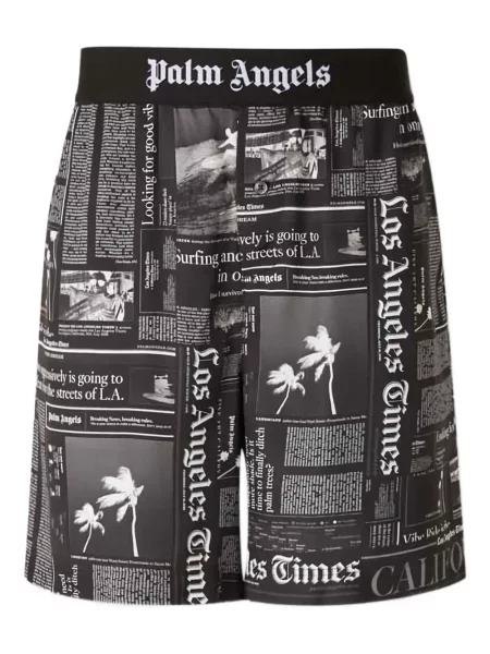 Talia szorty Palm Angels z nadrukiem czarne