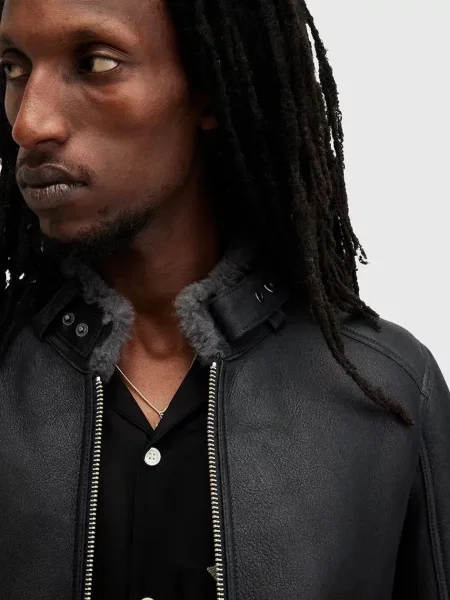 Шкіряна куртка AllSaints HAYWARD перехідна чорний