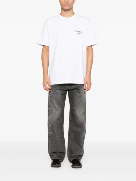 Tricou Purple Brand din jerseu scurt alb