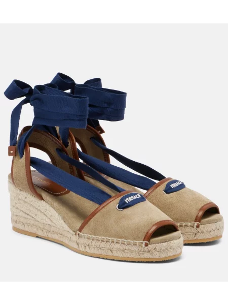 Espadrile Versace din piele de căprioară bej