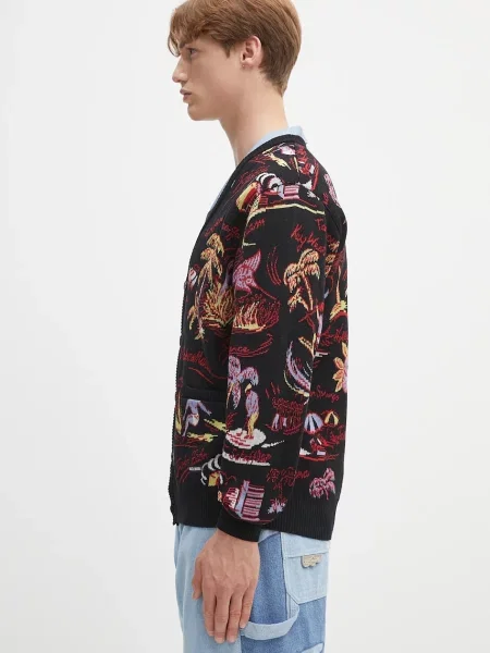 Ζακέτα Wacko Maria jacquard μαύρο