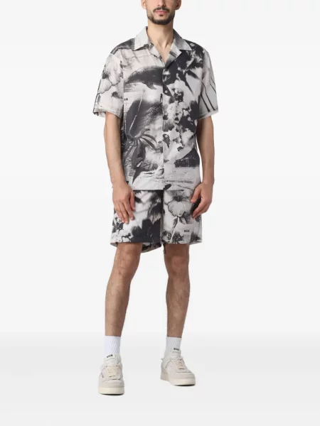 Krátká košile Msgm s potiskem šedá