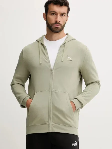 Суичър с качулка Puma с качулка зелено