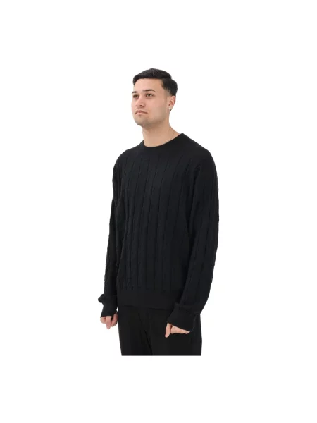 Sweter z dzianiny z okrągłym dekoltem model ‘EASY’ Calvin Klein Jeans czarny