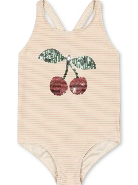 Konges Sløjd Jednodílné dětské plavky JADE SWIMSUIT béžové
