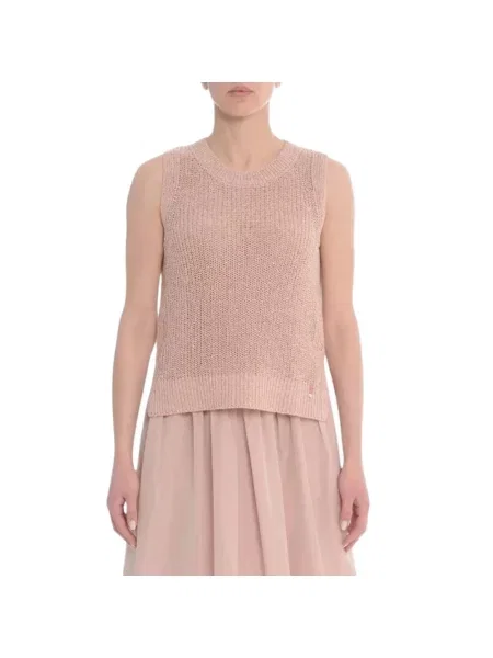 Dzianinowy sweter Herno bez rękawów różowy