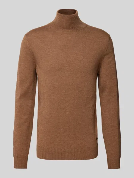 Sweter z golfem Joop! Collection wełniany do golfa brązowy