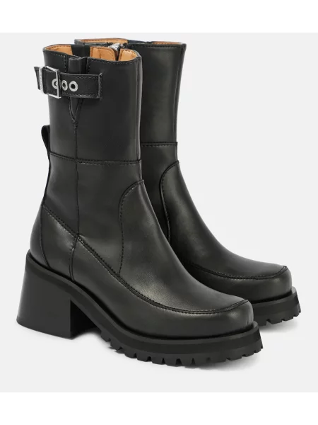 Cizme scurte Ganni din piele negru