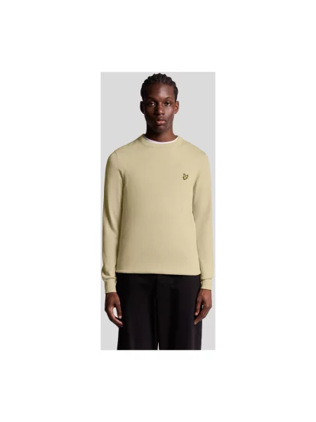 Sweter Lyle & Scott z wełny merino z okrągłym dekoltem beżowy