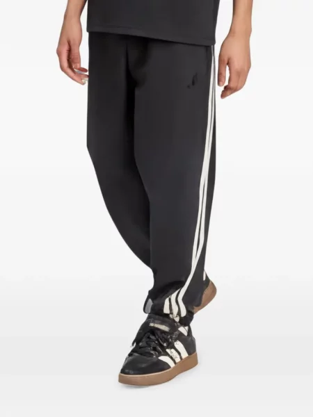 Lung hanorac Adidas din fleece cu dungi negru