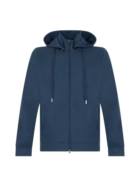 Bluza z kapturem Fedeli z kaszmiru z kapturem niebieska