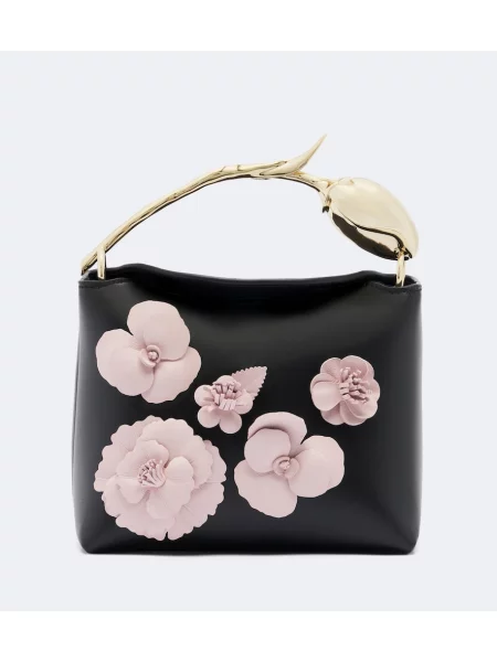Top Erdem din piele cu aplicații negru
