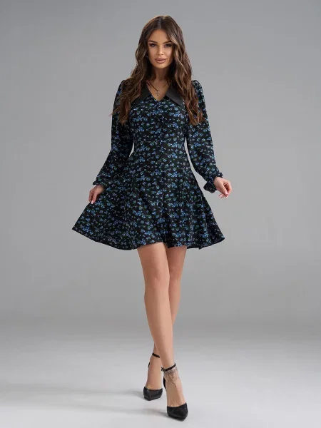 Сукня міні ISSA Plus комбінований верх чорний