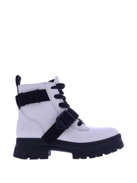 Botine Ugg cu șireturi din dantelă alb