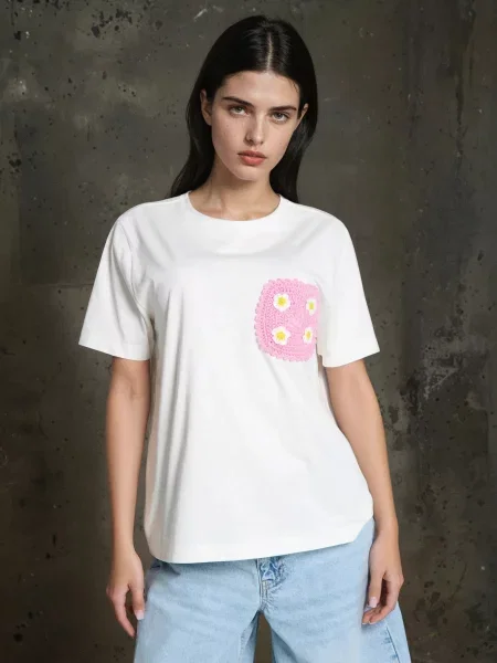 Різдвяна футболка з котом кремовий