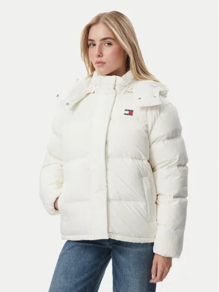 Vatovaná bunda Tommy Jeans bílá
