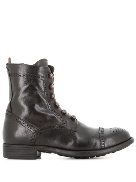 Botine Officine Creative cu șireturi din piele negru