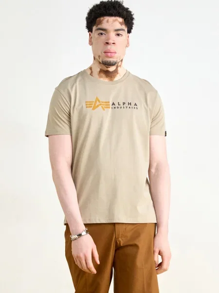 ALPHA INDUSTRIES Tričko piesková / žltá čierna