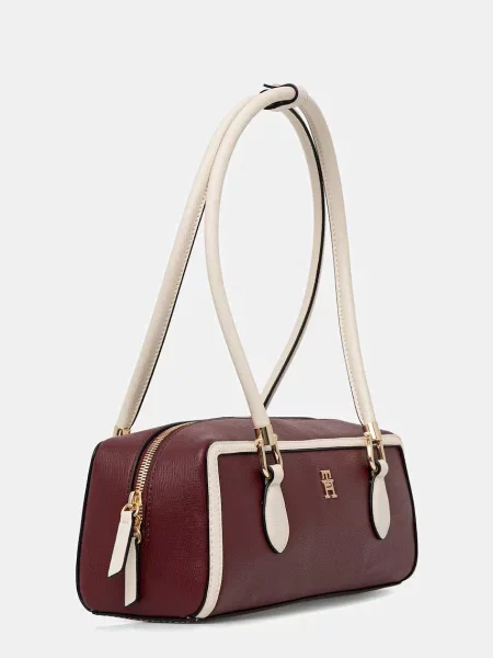 Zamatová kabelka typu bageta Tommy Hilfiger biela