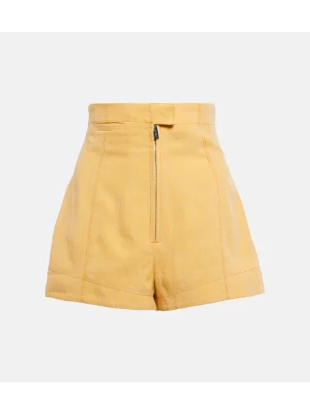 Pantaloni scurți Jacquemus cu talie înaltă de in scurte galben