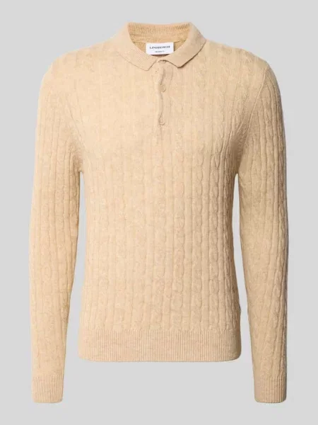 Sweter z dzianiny z mieszanki lnu z kołnierzykiem polo Lindbergh