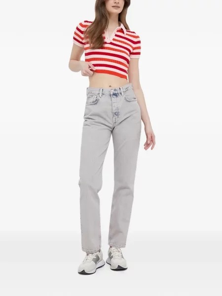 Tricou polo Benetton cu dungi roșu