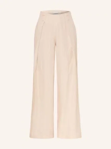 Claudie Pierlot Spodnie Z Marlony Z Lnem beige beżowe