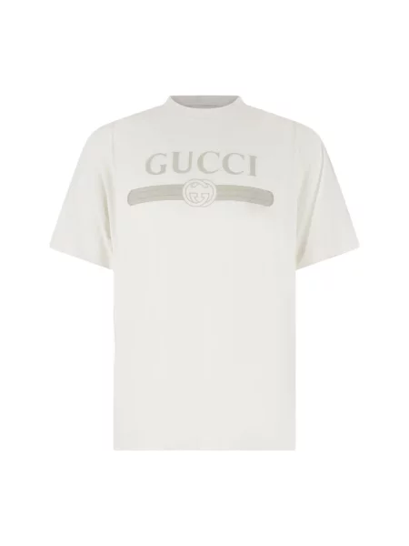 Koszulka Gucci z nadrukiem z dżerseju biała
