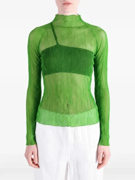 Top Issey Miyake din șifon verde