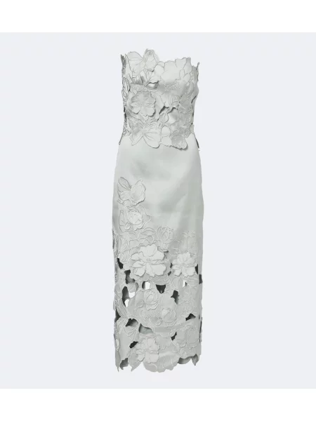 Rochie midi Costarellos din dantelă albastru