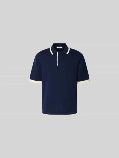 Koszulka polo o kroju regular fit z bawełny Maison Kitsune granatowa