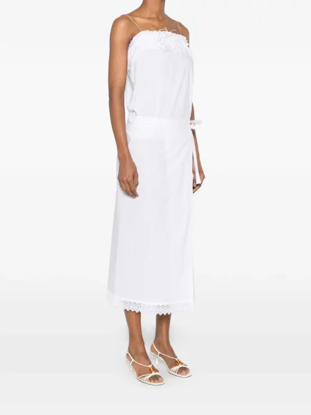 Fustă midi The Nina Studio din dantelă alb