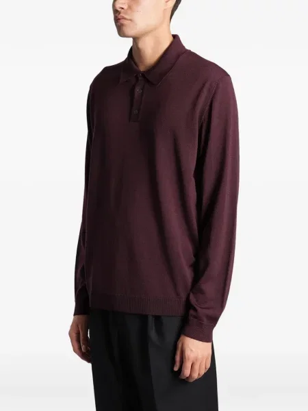 Lung tricou polo Roberto Collina roșu