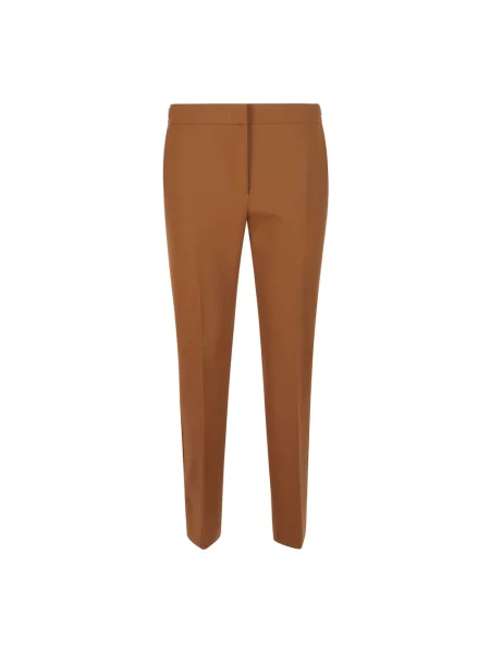 Lniane spodnie Max Mara brązowe