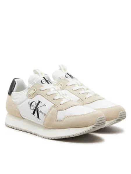 Calvin Klein Jeans Sneakersy Runner Sock Laceup Ny-Lth Wn bílá