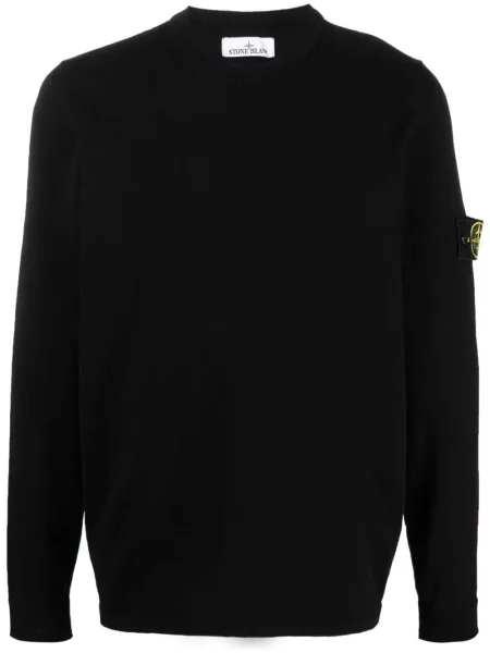 Pulover Stone Island cu strasuri cu decolteu în U negru