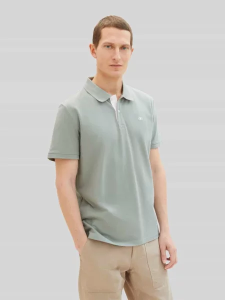 Koszulka polo o kroju regular fit z mieszanki bawełny i Tom Tailor miętowa