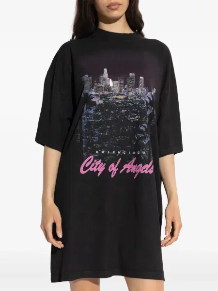 Rochie tip cămașă Balenciaga cu imagine negru