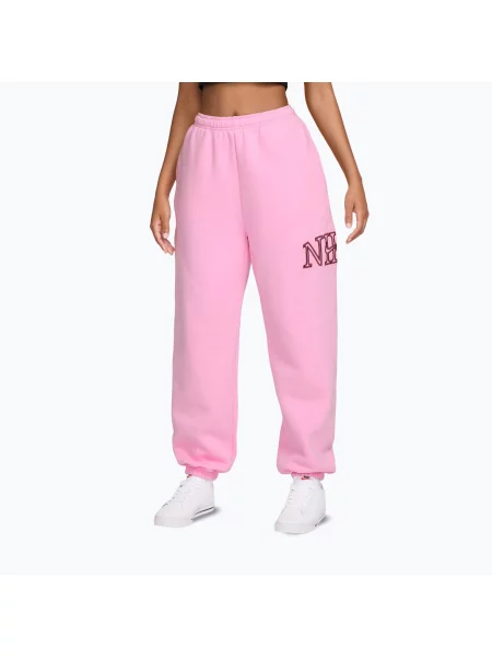 Pantaloni pentru femei Nike Studio Fleece pink rise/pink smoke roz