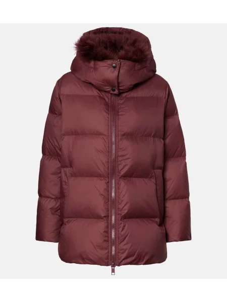 Пухено яке Yves Salomon винено червено