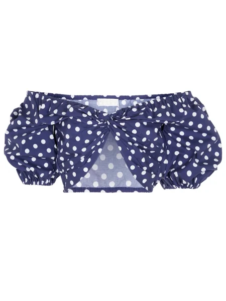 Top Caroline Constas w grochy o krotszym kroju niebieski