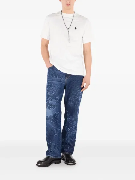 Tricou Roberto Cavalli cu broderie alb