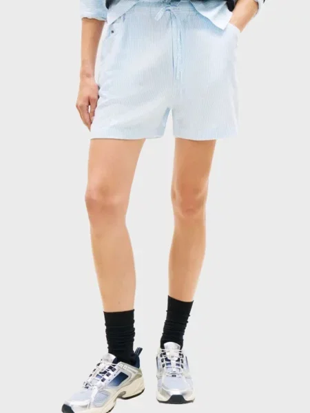 Лляні у смужку джинсові шорти Tommy Jeans блакитні