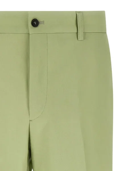 Pantaloni Prada plisate din poplin verde